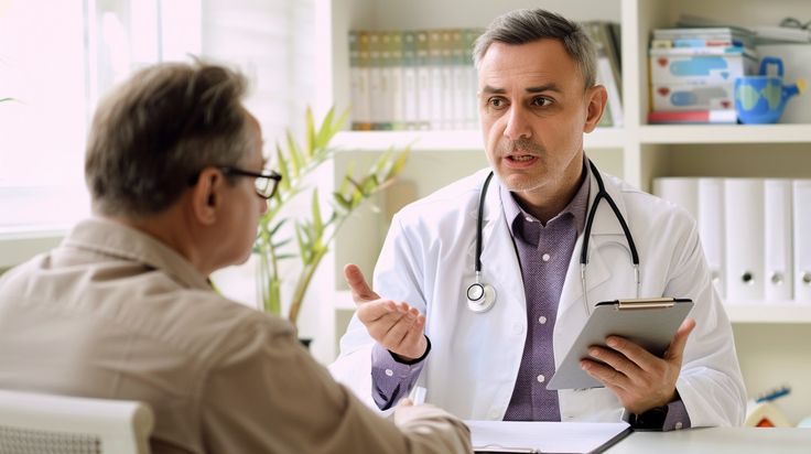 a doctor talking to a patient