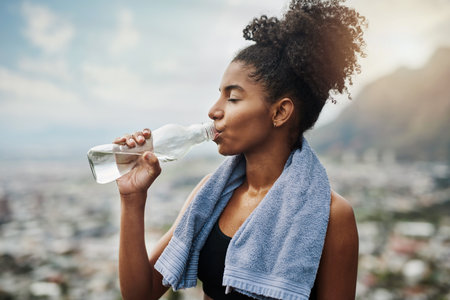 A lady drinking water