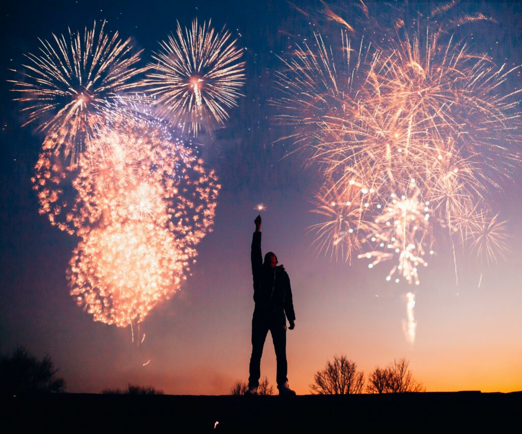 a man doing fireworks