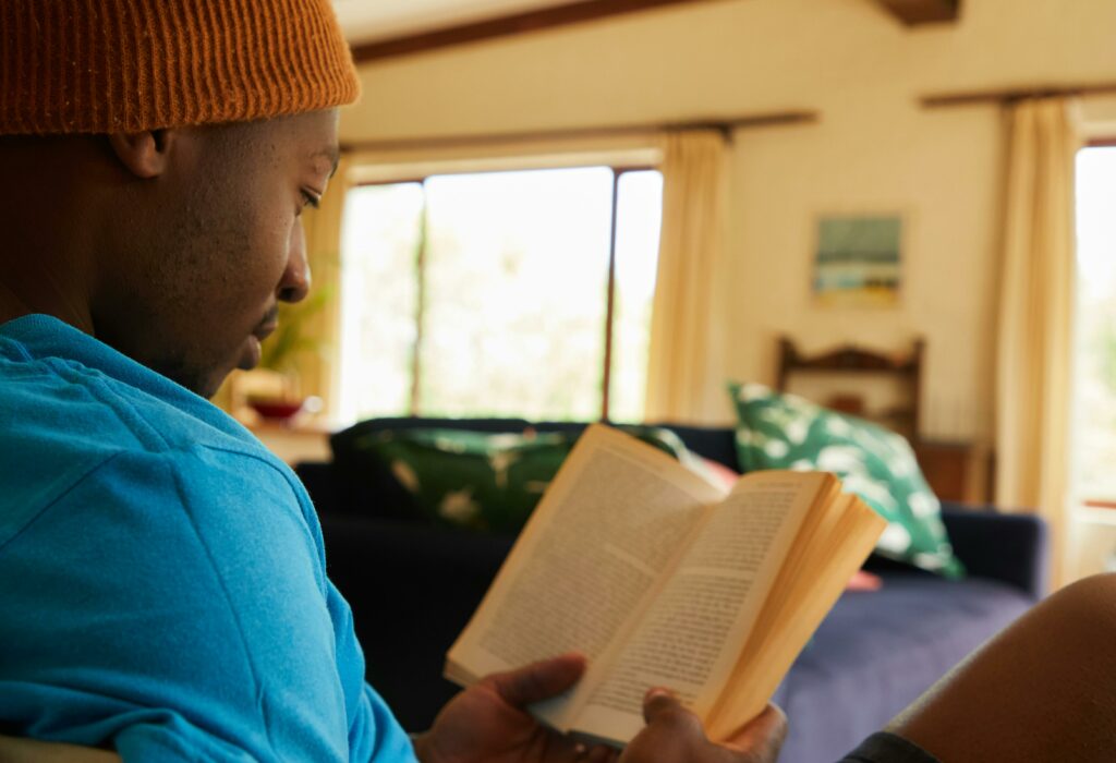 a man reading book