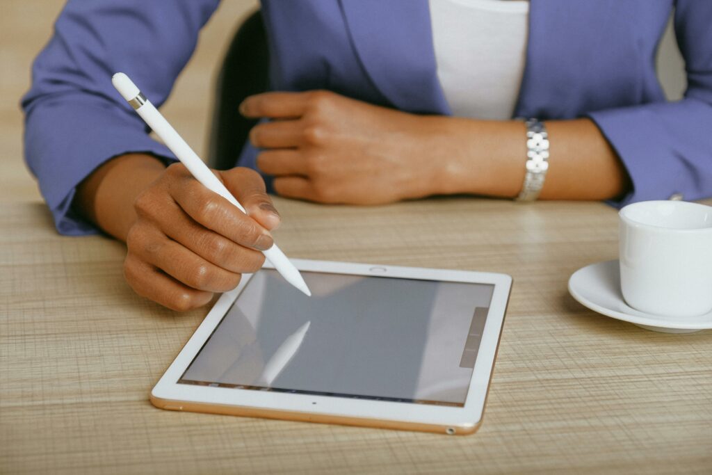 a lady writing