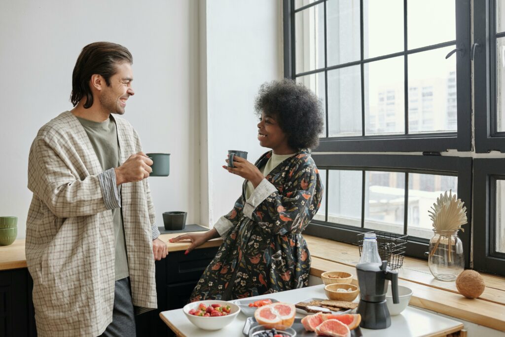 Happy Couple Having Breakfast