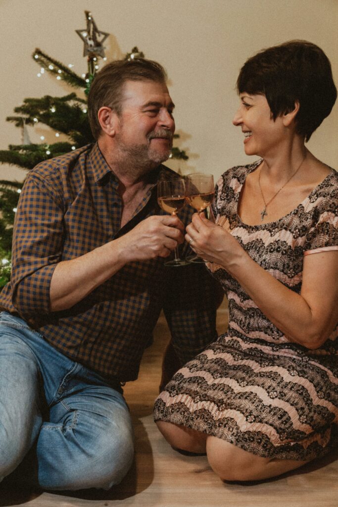 Couple Having Drinks on Christmas